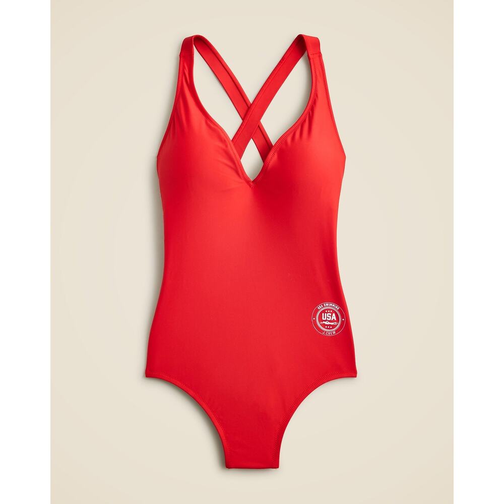 NWT J Crew Limited-Edition USA Swimming X J.Crew heritage 1PC Swimsuit Red 2